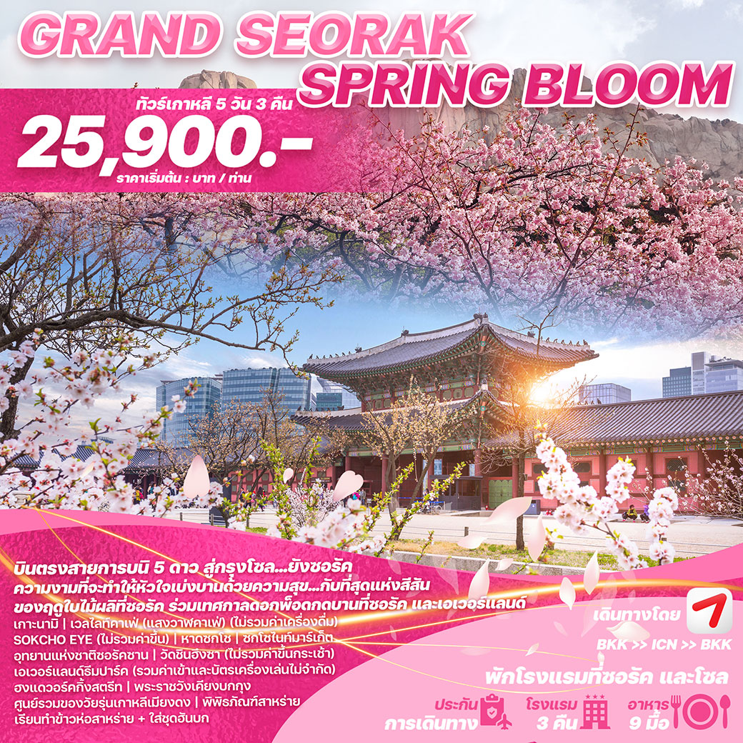 ทัวร์เกาหลี GRAND SEORAK SPRING BLOOM 5วัน 3คืน (OZ)